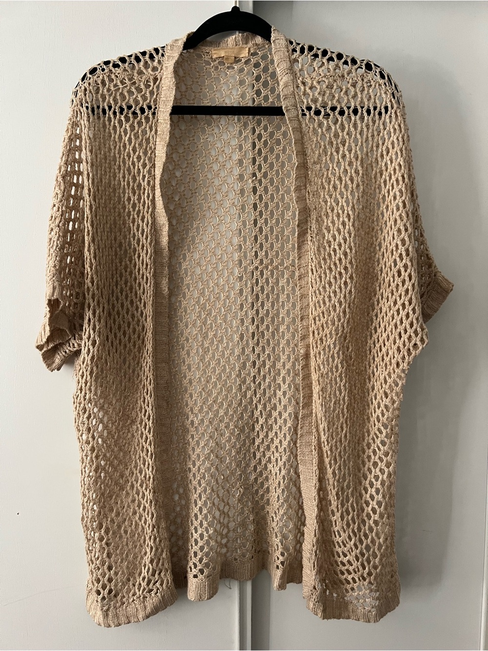 mine Open-Knit Beige Crochet Shrug